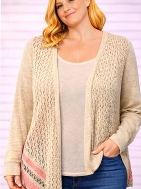 Maurices Bohemian Vintage Open Crochet Cardigan - Size Large